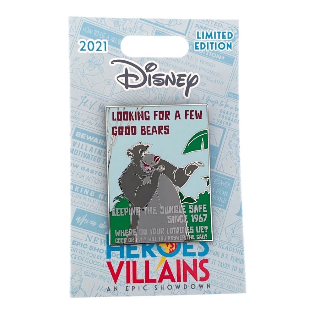 Disney Heroes vs Villains Recruitment Poster Series Jungle Book Baloo Pin